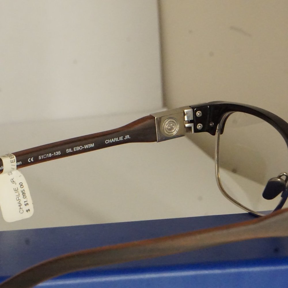 New MORGENTHAL FREDERICS Charlie natural Wood  titanium Eyeglasses   $1300 - Picture 7 of 11